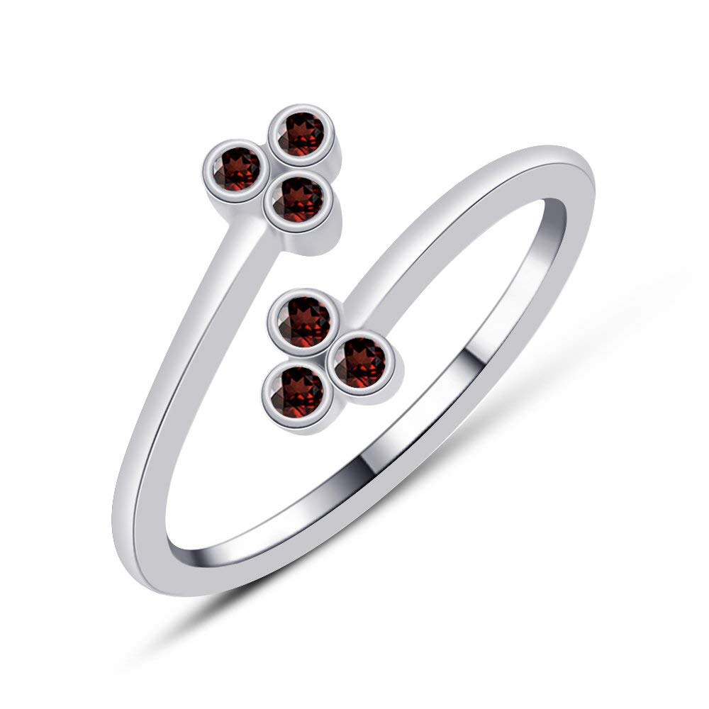 atjewels Bypass Adjustable ToeRing in 14K White Gold Plated On Sterling Silver Gemstone Variation For Women's - atjewels.in