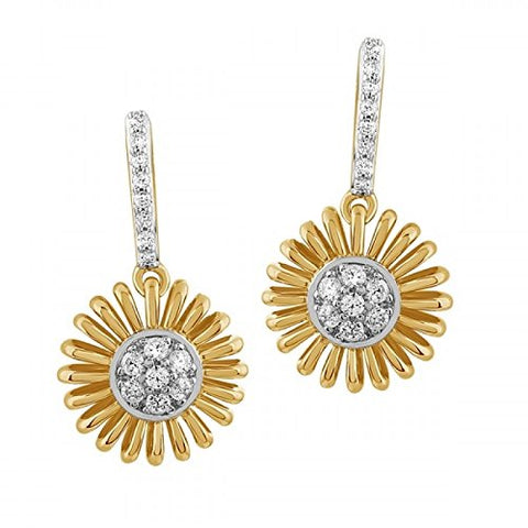 atjewels Sunflower Stud Earrings Round White Zirconia in 14K Twotone Gold Over 925 Sterling Silver For Women's MOTHER'S DAY SPECIAL OFFER - atjewels.in