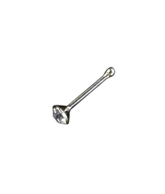 atjewels 14K White Gold Over 925 Sterling Silver Round White Cubic Zirconia Nose Pin MOTHER'S DAY SPECIAL OFFER - atjewels.in