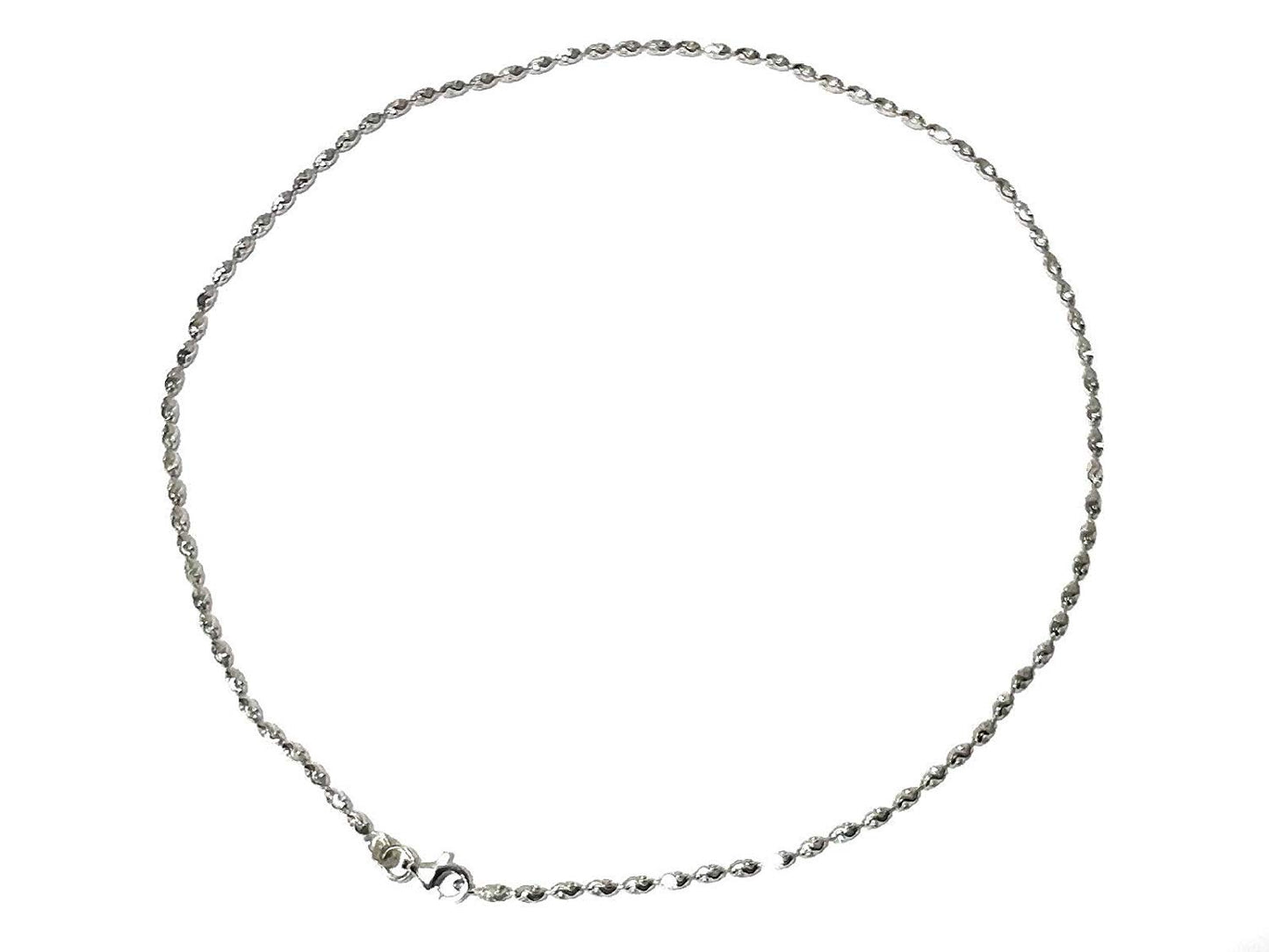 ATJewels 14k White Gold Over 925 Sterling Silver Oval Strand Chain 16" Unisex Necklace - atjewels.in