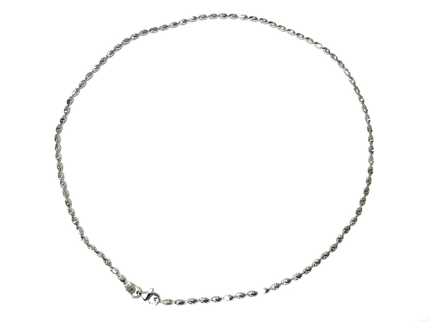 ATJewels 14k White Gold Over 925 Sterling Silver Oval Strand Chain 16" Unisex Necklace - atjewels.in
