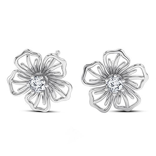 atjewels 14K Rose Gold Over .925 Sterling Silver Round Cut White CZ Flower Stud Earrings For Women's MOTHER'S DAY SPECIAL OFFER - atjewels.in