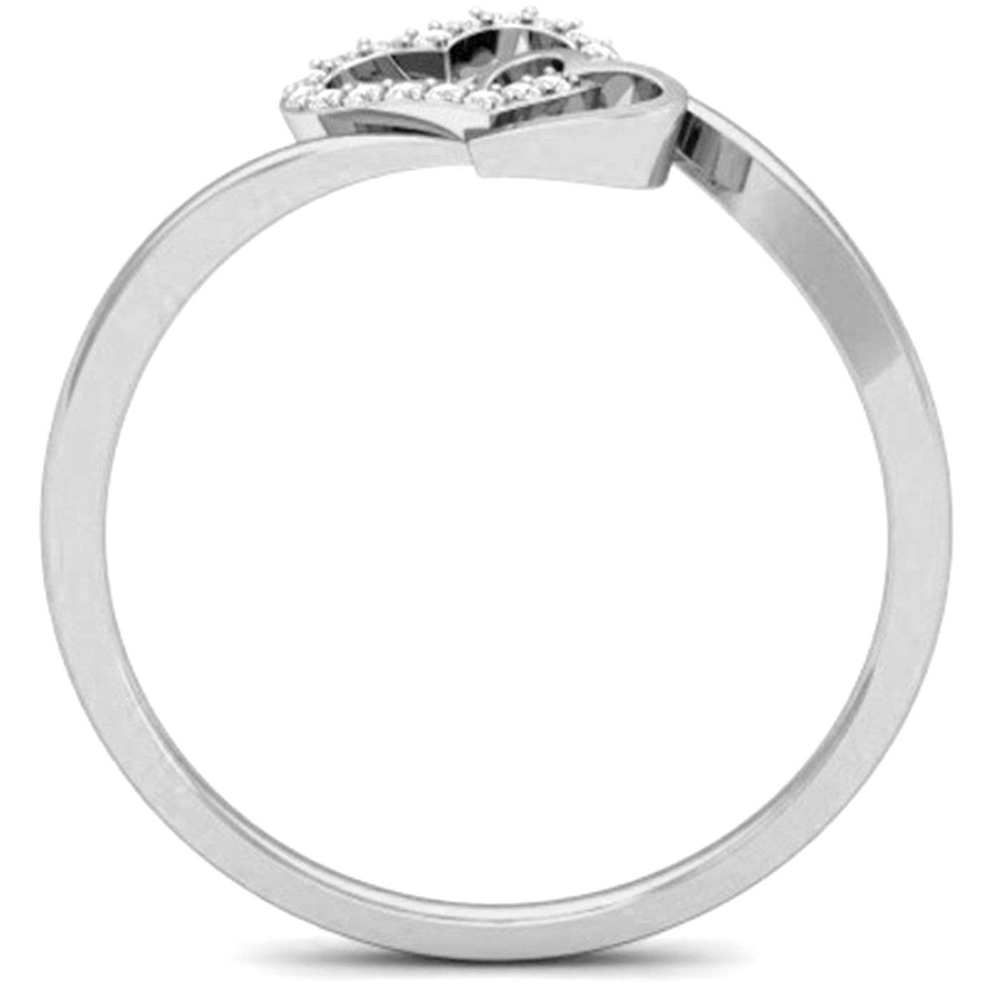 Anopchand Tilokchand Jewellers 0.18 Ct 14K White Gold Over Sterling Round White Cz Cross Heart Ring for Women - atjewels.in