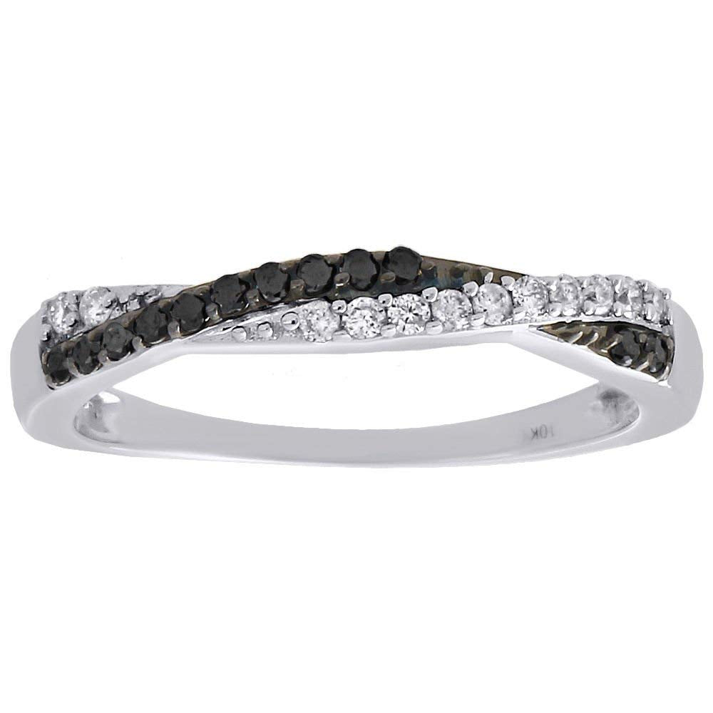 atjewels Round Cut Black & White CZ .925 Sterling Silver Wedding Band Ring For Women’s & Girl’s Holi Festival Special Offers - atjewels.in