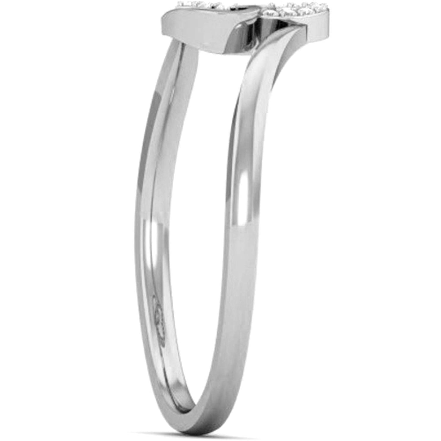 Anopchand Tilokchand Jewellers 0.18 Ct 14K White Gold Over Sterling Round White Cz Cross Heart Ring for Women - atjewels.in
