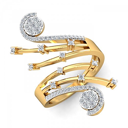 atjewels 18K Yellow Gold On 925 Sterling Silver White CZ Cocktail Brilliant Ring MOTHER'S DAY SPECIAL OFFER - atjewels.in