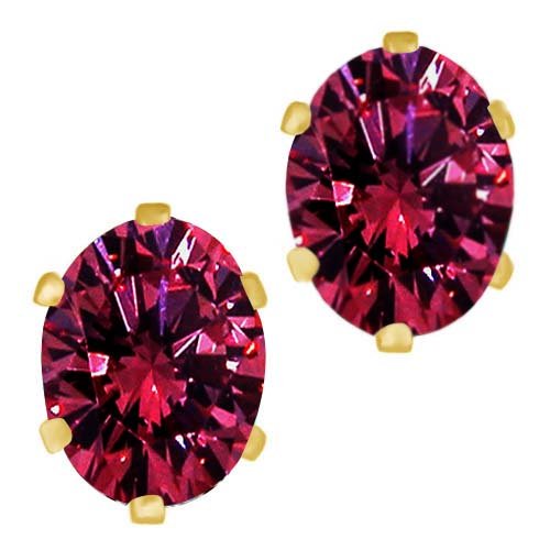 atjewels 14K Yellow Gold Over Sterling Silver Oval Pink Sapphire Stud Earrings For Women's MOTHER'S DAY SPECIAL OFFER - atjewels.in
