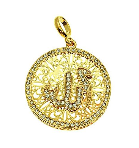 atjewels Special eid 14K Yellow Gold Over .925 Silver White CZ Allah Pendant For Women's MOTHER'S DAY SPECIAL OFFER - atjewels.in