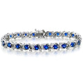 4 CT Round Cut Blue Sapphire & CZ 14K White Gold Over 925 Sterling Silver Infinity Waved Bracelet - atjewels.in
