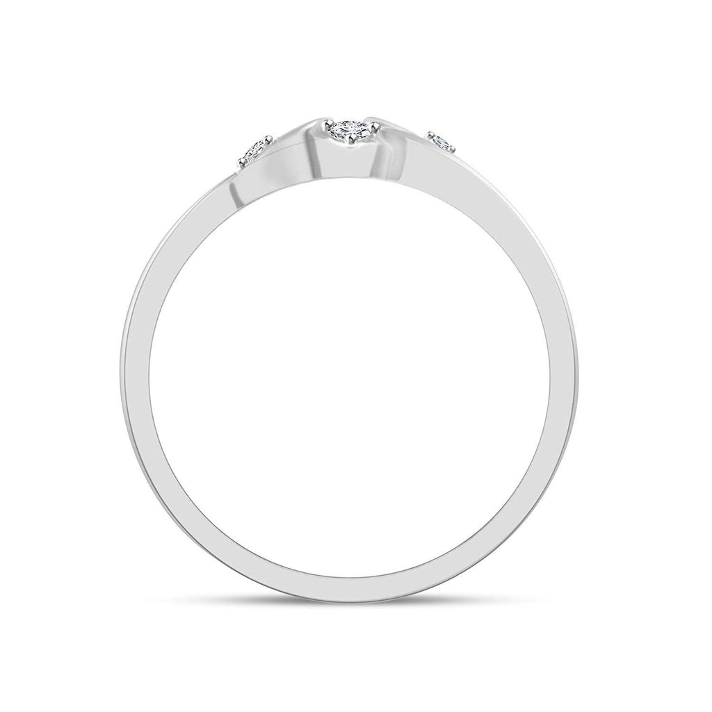 atjewels Round Cut White CZ .925 Sterling Silver Floral Bypass Ring For Women's and Girl's - atjewels.in