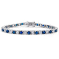 5.00 CT Round Cut Blue Sapphire & Cubic Zirconia 14K White Gold Over 925 Sterling Silver Tennis 7