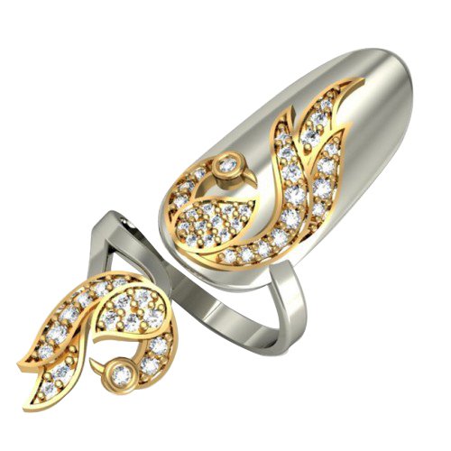 atjewels Round Cut White CZ Two-tone .925 Sterling Silver Adjustable Nail Ring For Girl's & Women's For MOTHER'S DAY SPECIAL OFFER - atjewels.in