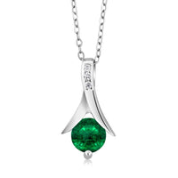 atjewels .925 Sterling Silver Round Cut Green Emerald & White CZ Solitaire Pendant For Women's MOTHER'S DAY SPECIAL OFFER - atjewels.in