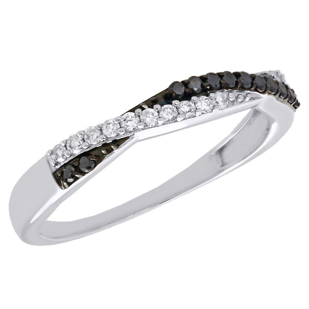 atjewels Round Cut Black & White CZ .925 Sterling Silver Wedding Band Ring For Women’s & Girl’s Holi Festival Special Offers - atjewels.in