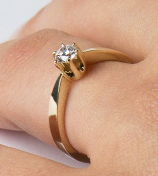 0.10 CT Round Cut Diamond 925 Sterling Silver Solitaire Engagement Women Ring