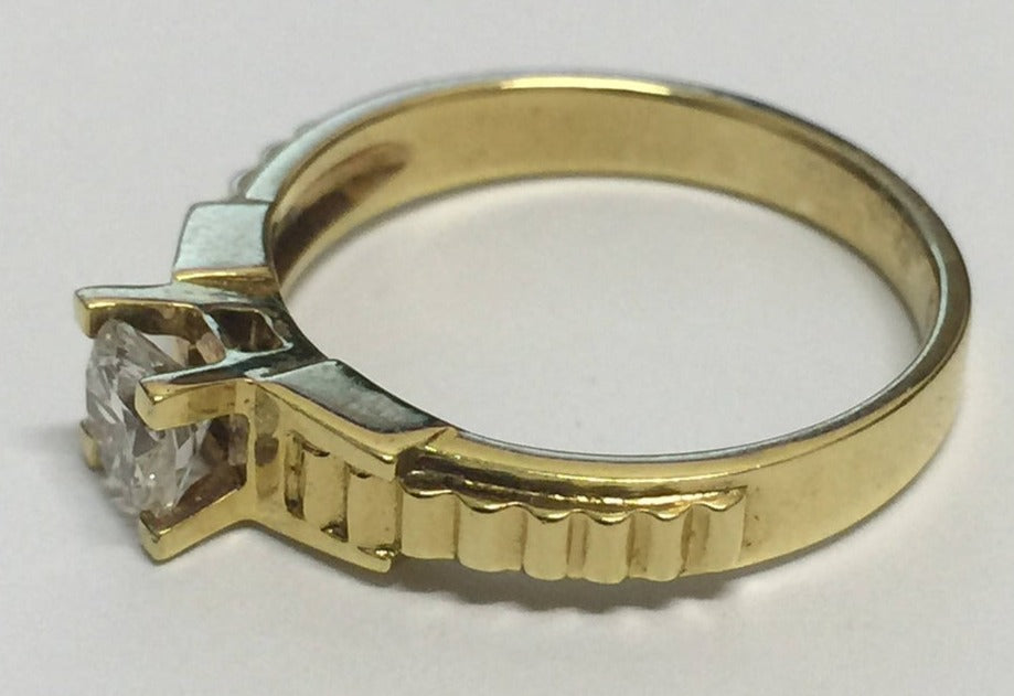 0.45 CT Round Cut Diamond 14K Yellow Gold Over 925 Sterling Silver Women Solitaire Anniversary Ring