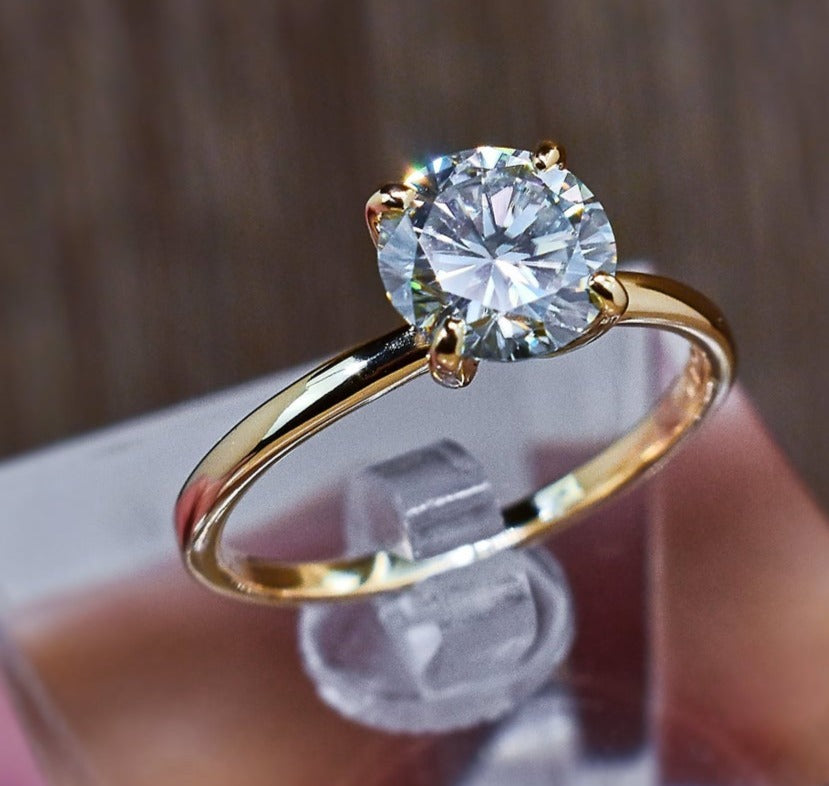 1 CT 925 Sterling Silver Round Cut Diamond Solitaire Anniversary Ring