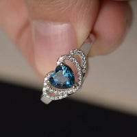 2 Ct Heart Cut London Blue Topaz Halo Engagement Ring In 925 Sterling Silver