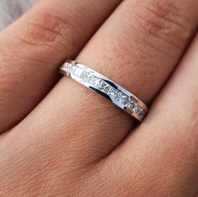 1 CT Princess Cut Diamond 925 Sterling Silver Unisex Wedding Engagement Ring