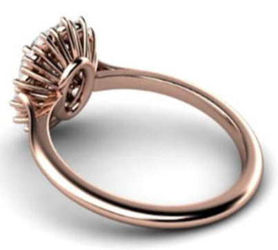 2 CT Oval Cut Diamond Rose Gold Over 925 Sterling Sliver Women Engagement Halo Ring