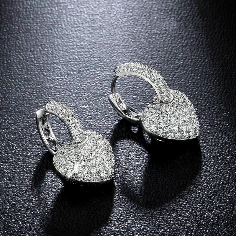 0.50 Ct Round Cut White Diamond 925 Sterling Silver Heart Shape Stud Earrings