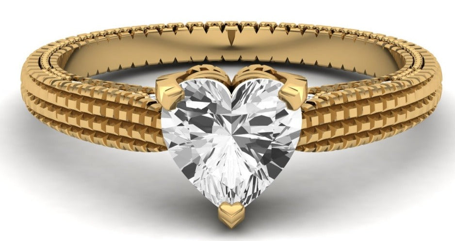 1 CT 925 Sterling Silver Heart Cut Diamond Women Gift Anniversary Ring