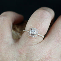 1 CT Round Cut Peach Sapphire Diamond 925 Sterling Silver Halo Anniversary Gift Ring