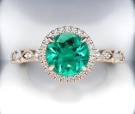 2 CT Round Cut Green Emerald Diamond 925 Sterling Silver Engagement Birthday Ring Gift For Her - atjewels.in