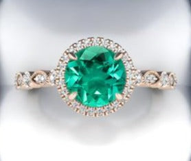 2 CT Round Cut Green Emerald Diamond 925 Sterling Silver Engagement Birthday Ring Gift For Her