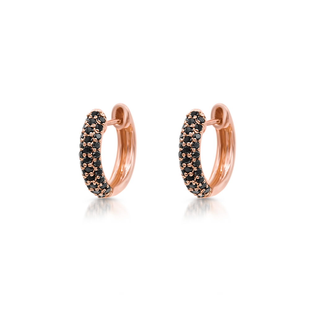 1 CT Round Cut Black Diamond 14k Rose Gold Over Small Wedding Hoop Earrings - atjewels.in