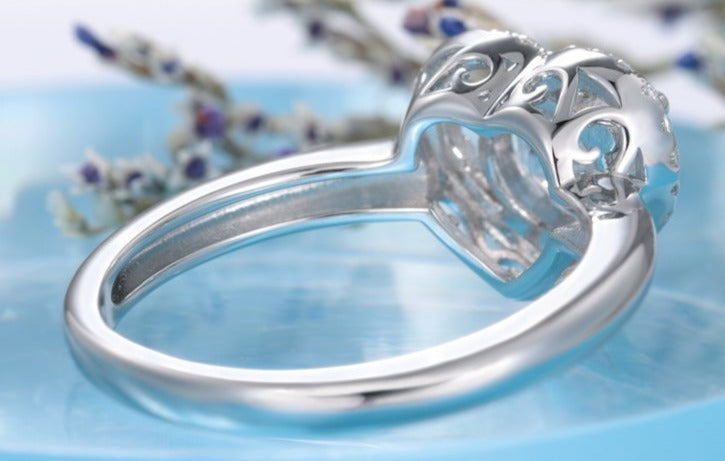 1 CT Round Cut Diamond 925 Sterling Silver Unisex Engagement Heart Shape Gift Ring