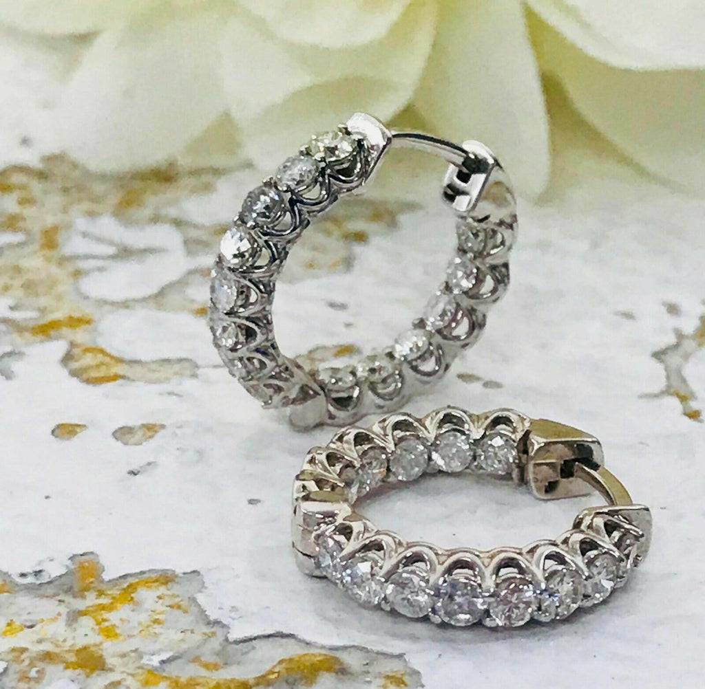 Swarovski Crystal White Floral Long Hoop Earrings, Long Bridal Jewelry –  TheMillenniumBride
