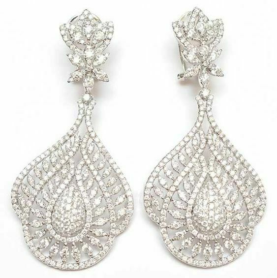 4 CT Round Cut Diamond 14k White Gold Over Cluster Drop Dangle Womens Earrings - atjewels.in