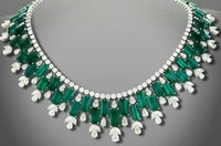 14k White Gold Over 75 CT Baguette Cut Emerald Drop Diamond Wedding Necklace - atjewels.in
