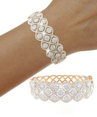 20CT Round Cut Diamond 14k Rose Gold Over Filigree Wedding Hinge Bangle Bracelet - atjewels.in