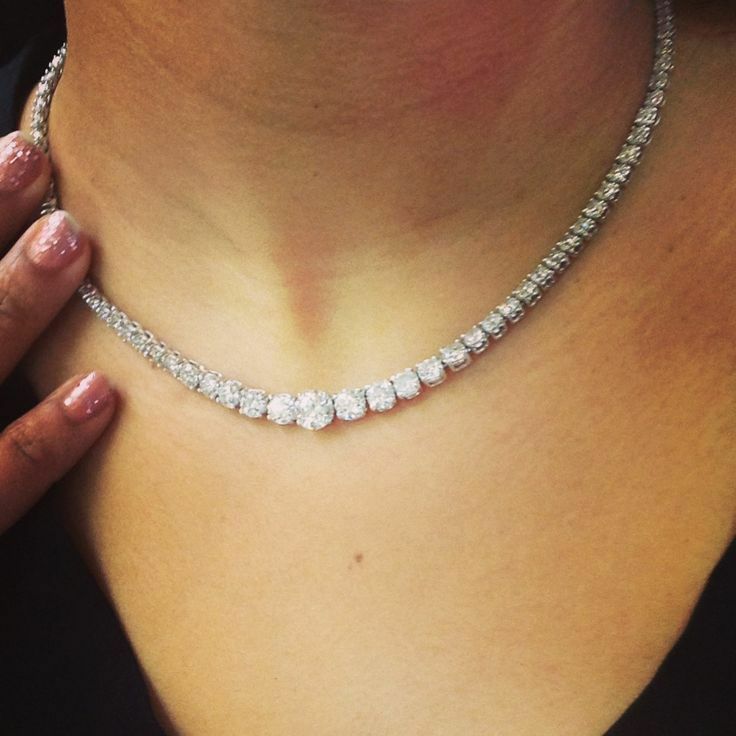 55 CT Brilliant Round Cut Diamond 14K White Gold Over Womens Tennis 18" Necklace - atjewels.in