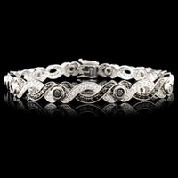 15 CT Round Cut Black White Diamond 14k White Gold Over Infinity Tennis Bracelet - atjewels.in