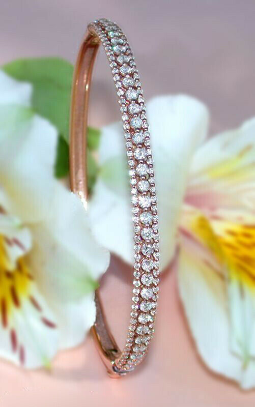 925 Sterling Silver White and Rose on sale Color Diamond Cut Bracelet