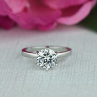 1 CT Round Cut 14k White Gold Over Solitaire Diamond Engagement & Wedding Ring - atjewels.in