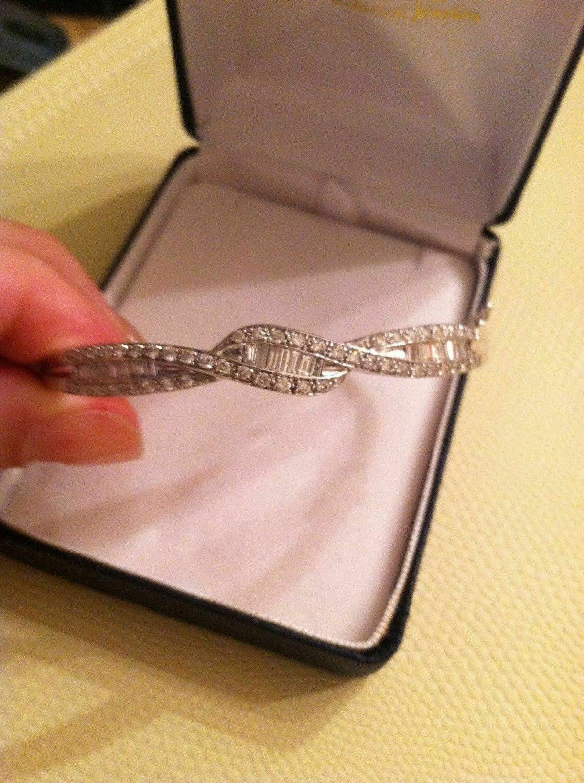10 CT Round & Baguette Cut Diamond 925 Sterling Silver Infinity Bangle Bracelet - atjewels.in
