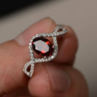 14k White Gold Over 2 CT Oval Cut Red Garnet & Diamond Infinity Engagement Ring - atjewels.in