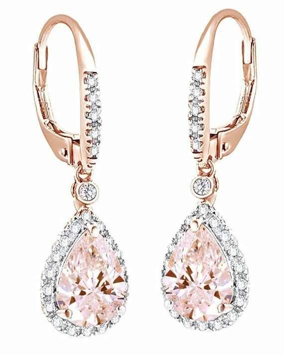 Buy Classic Diamond Drop 14KT Rose Gold Earrings Online | ORRA