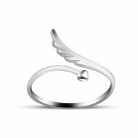 Adjustable Fashion Jewelry 14k White Gold Over Heart & Leaf Womens Midi Toe Ring - atjewels.in