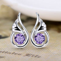 1CT Round Cut Amethyst 14k Solid White Gold Over Feather Solitaire Stud Earrings - atjewels.in
