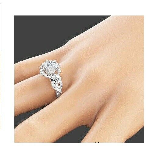 14k Gold Over, 2 CT Brilliant Round Cut Diamond Floral Engagement Wedding Ring - atjewels.in