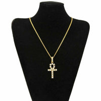 14K Yellow Gold Over 0.25 Ct Round Cut Diamond 925 Silver Unisex Cross Pendant - atjewels.in