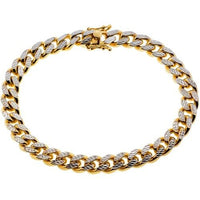14k Solid Yellow Gold Over Diamond Cut Cuban Curb Link Wedding Men's 8" Bracelet - atjewels.in