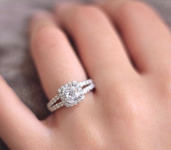 1.56CT Cushion Cut Center Diamond 14k Gold Over Split-Shank Halo Engagement Ring - atjewels.in