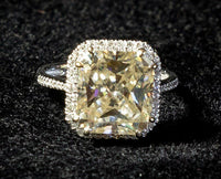 3CT Radiant Cut Champagne 14k Solid White Gold Over Diamond Halo Engagement Ring - atjewels.in