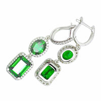 2 CT Emerald & Diamond 14k White Gold Over Drop Dangle Engagement Earrings - atjewels.in